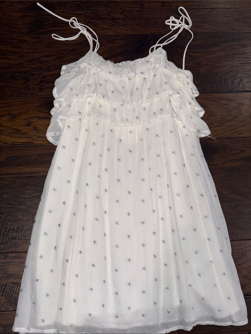 Storia White Sundress with silver Star Embroidery